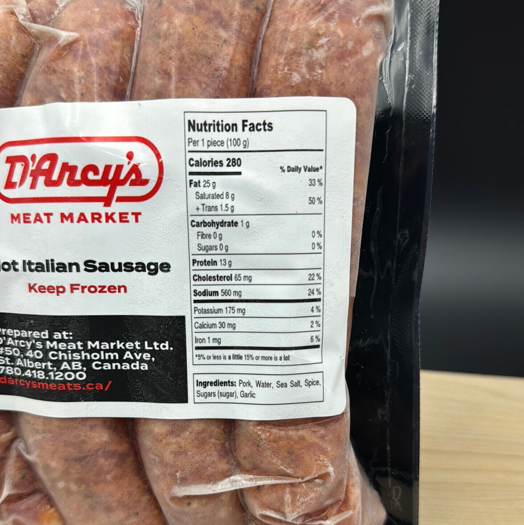 Hot Italian Sausage Edmonton & St Albert Butcher Shop D'Arcy's Meat