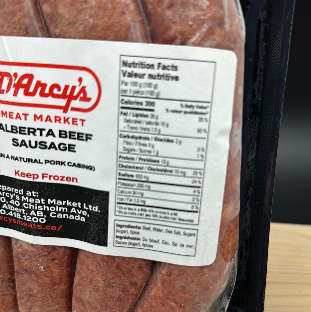 Alberta Beef Sausage Edmonton & St Albert Butcher Shop D'Arcy's